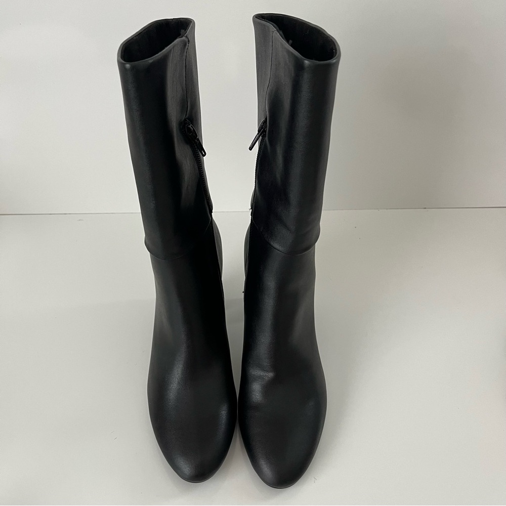 CHARLES DAVID Billow Faux Leather Pointed Toe Block Heeled Boot in Black NEW - Picture 6 of 14